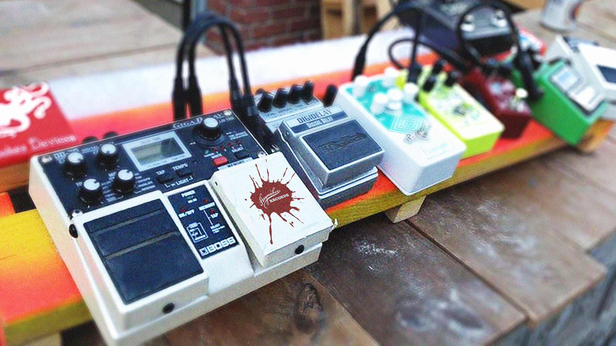 Sticker on guitar pedal